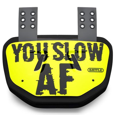 Battle Sports Novelty Football Back Plate  Hard Shell Lower Back Protector with Contoured Foam for High-Impact Protection - Youth, You Slow, Yellow