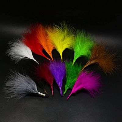 WellieSTR 100pcs 10 Colors asssorted Turkey Marabou Blood Feathers Fly Tying Woolly Bugger Dyed Feather Materials Bonefish Fly