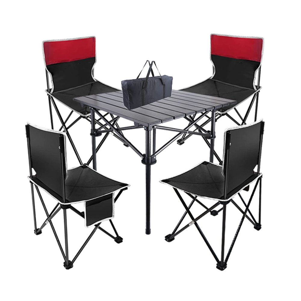 Camping Table Chairs Portable Outdoor Folding Table and Chair Set, Aluminum Camping Table with Storage Bag, Space Saving and Easy to Carry 51x51x53cm (Color : Style4)