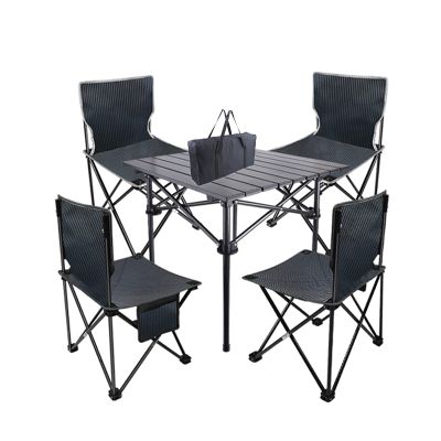 Camping Table Chairs Aluminum Folding Table with Chairs, Outdoor Camping Beach Barbecue Portable Table, Lightweight and Easy to Carry, 72x72x70cm (Color : Style5)