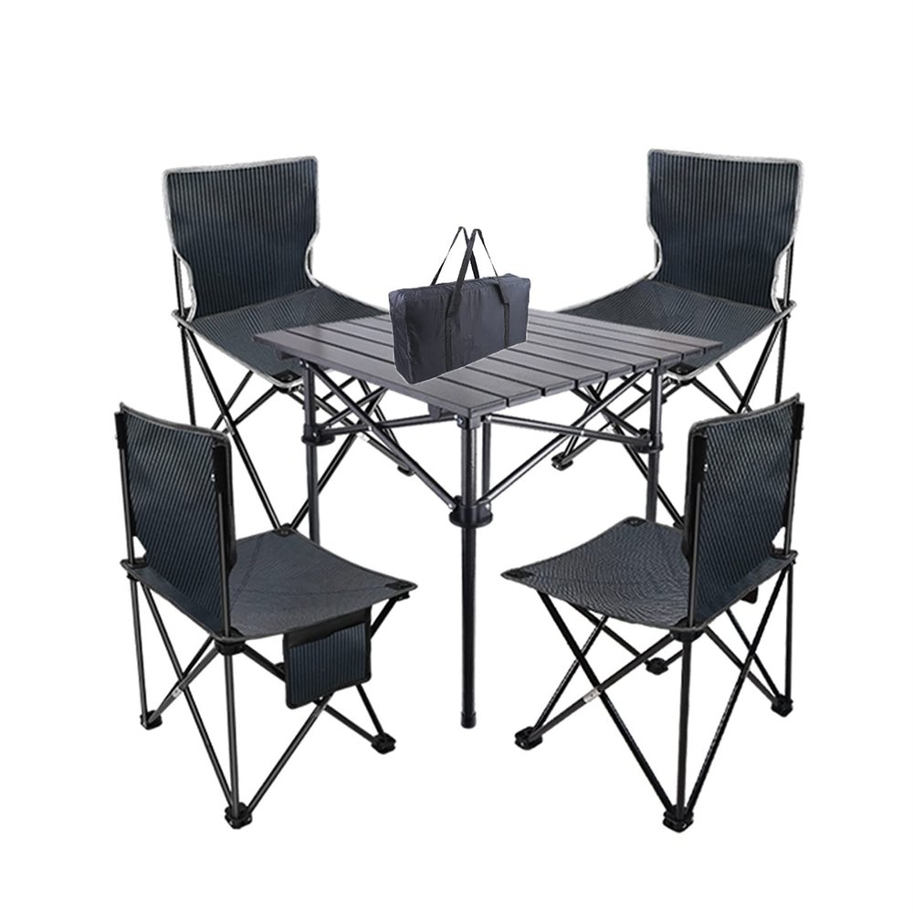 Camping Table Chairs Aluminum Folding Table with Chairs, Outdoor Camping Beach Barbecue Portable Table, Lightweight and Easy to Carry, 72x72x70cm (Color : Style5)