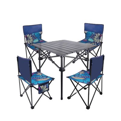 Camping Table Chairs Portable Outdoor Folding Table and Chair Set, Aluminum Camping Table with Storage Bag, Space Saving and Easy to Carry 51x51x53cm (Color : Style2)