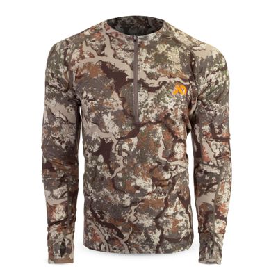 First Lite Men's Wick Quarter Zip - Ultralight Merino Wool Camo Hunting Baselayer - First Lite Specter - Large