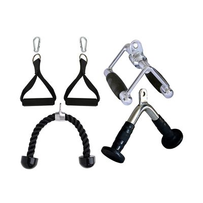 Ader Gym Cable Attachments- Double D Row Handle w/Rubber Grips, V Shaped Bar, Double Tricep Rope & Nylon Cable Handles- Cable Machine Accessories Attachment for Home Gym Weight Fitness