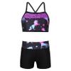 Choomomo Kids Girls Two Pieces Dance Outfit Criss Cross Back Crop Top with Booty Shorts Swimwear Dark Night Black 4 Years view 1