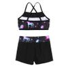 Choomomo Kids Girls Two Pieces Dance Outfit Criss Cross Back Crop Top with Booty Shorts Swimwear Dark Night Black 4 Years view 4