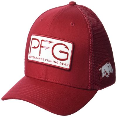 Columbia Collegiate PFG Mesh Hooks Ball Cap, ARK-Red Velvet, Small/Medium