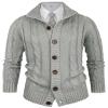 Aimeilgot Mens Fashion Casual Slim Fit Button Down Cable Knitted Stand Collar Cardigan Sweater(Light Gray,Medium) view 1