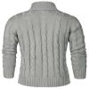 Aimeilgot Mens Fashion Casual Slim Fit Button Down Cable Knitted Stand Collar Cardigan Sweater(Light Gray,Medium) view 2