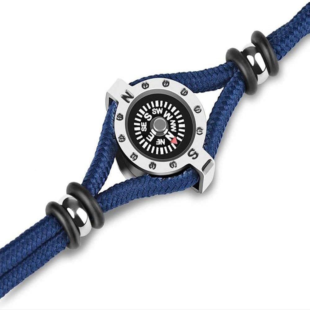 XIXIDIAN Titanium Steel Bracelet Rope Adventure Climbing Compass Ornaments Jewelry Outdoors Camping Hiking Wild Navigation (Color : Blue)