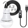 VTpower USB LED Light Bulb Camping Latern Outdoor Light with Simple Switch, Portable LED Bulb 5V 5W for Garage Warehouse Car Truck Fishing Boat Outdoor Emergency Light White Lamp 2.5m/8.2ft view 1