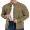 Aimeilgot Mens Fashion Casual Slim Fit Button Down Cable Knitted Stand Collar Cardigan Sweater(Khaki,Small) view 3