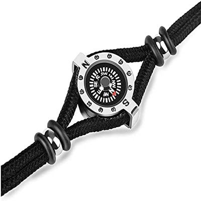XIXIDIAN Titanium Steel Bracelet Rope Adventure Climbing Compass Ornaments Jewelry Outdoors Camping Hiking Wild Navigation (Color : Black)
