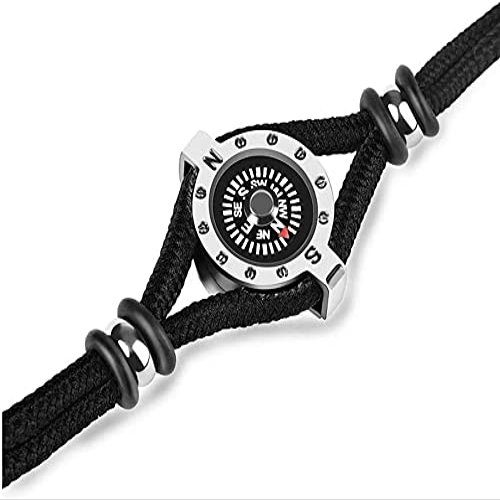XIXIDIAN Titanium Steel Bracelet Rope Adventure Climbing Compass Ornaments Jewelry Outdoors Camping Hiking Wild Navigation (Color : Black)