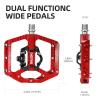 MZYRH MTB Mountain Bike Pedals 3 Bearing Flat Platform Compatible with Dual Function Sealed Clipless Aluminum 9/16" Pedals with Cleats for Road (red 3 Bearings) view 4