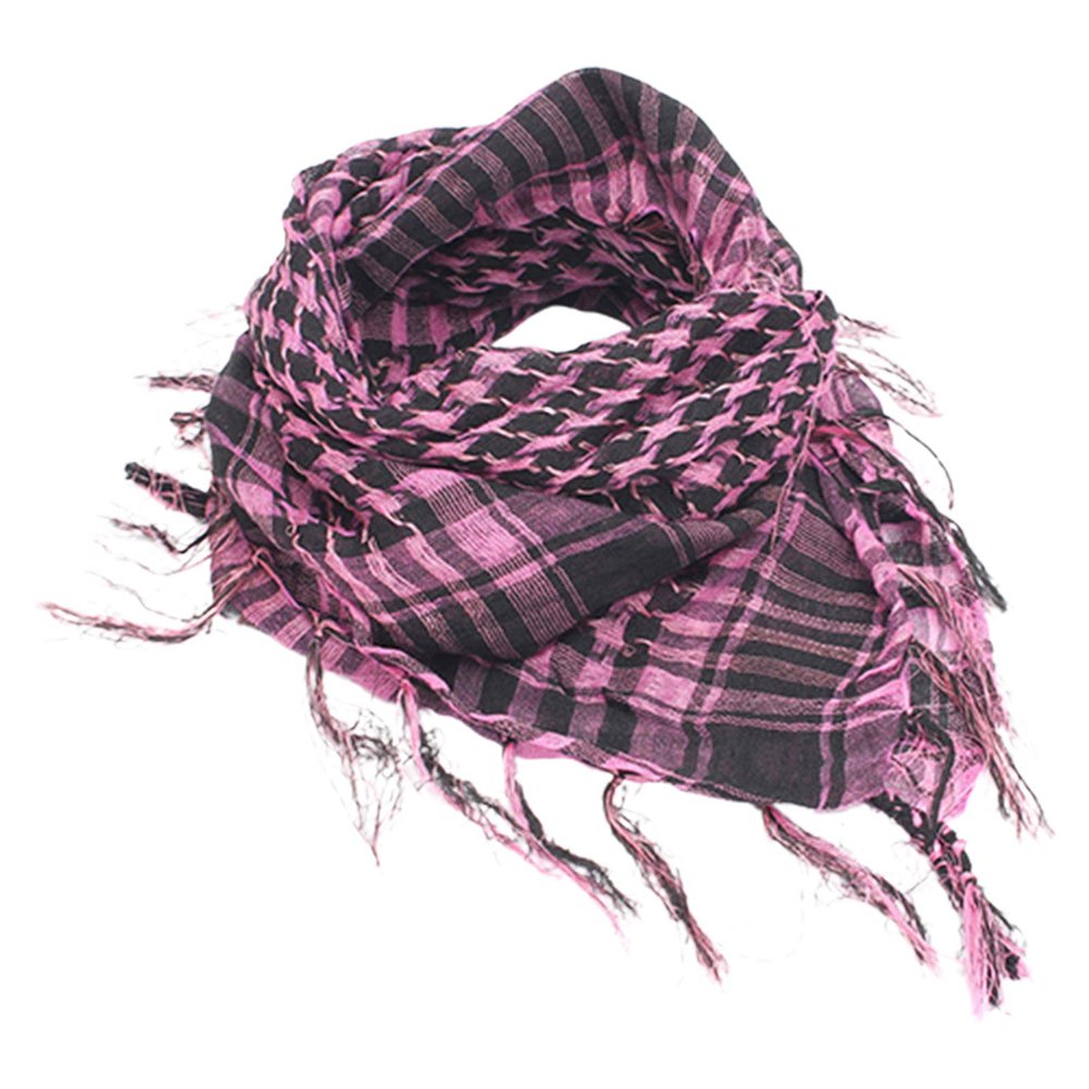Bluelanss Desert Shemagh Scarf - Stylish Versatile Fashion Scarf for Men & Women - Plaid Military Shemagh Tactical/Desert Keffiyeh Scarf Wrap Pink