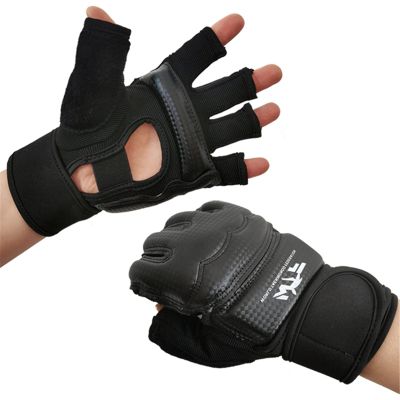 WIRUN Half Finger Taekwondo Gloves - Kickboxing Sparring Training Light Workouts for Men Women Muay Thai, Martial Arts, Karate, Shadow Boxing, Combat Class (XX-Large, Black)