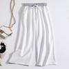 Snoly Women's Summer Casual Pants High Waist Wide Leg Full Length Sweatpants (White, X-Small) view 3