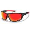 CARFIA Polarized Sports Sunglasses for Men Women UV Protection Unique Lens Sides Vent Glasses for Baseball Running Cycling Red Mirrored view 1