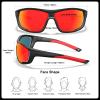 CARFIA Polarized Sports Sunglasses for Men Women UV Protection Unique Lens Sides Vent Glasses for Baseball Running Cycling Red Mirrored view 4