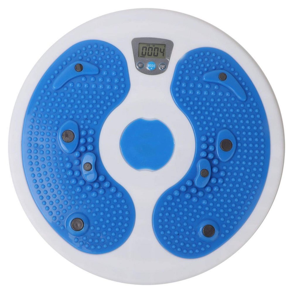 Calorie Count Waist Twister Plate, Electronic Fitness Waist Twister Plate Equipment Magnet Massage Waist Twister Plate (White Blue)