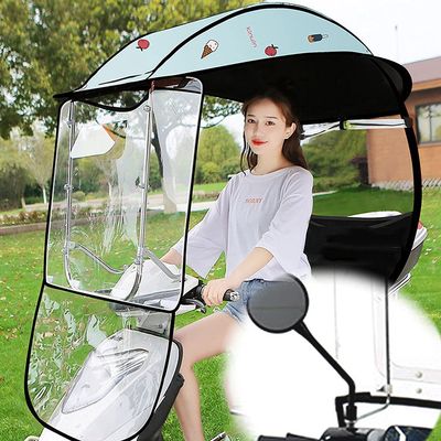 ZWJABYY Scooter Rain Waterproof Cover,Scooter Umbrella,Hd Transparent Bezel Awning Sunshade Windproof/Rainproof/Sunscreen Suitable for All Electric Bicycles and Electric Scooter Cover,A-Green