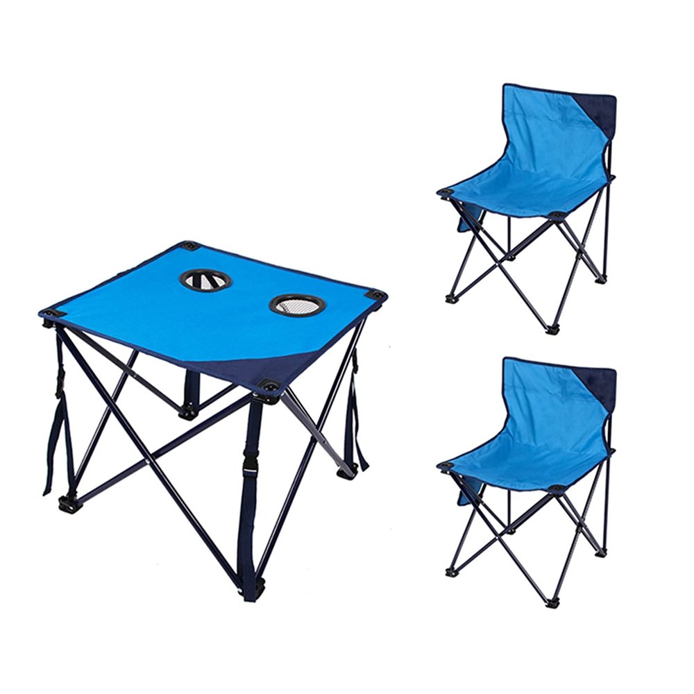 Camping Table Chairs Folding Table with 2 Chairs, Multifunctional Outdoor Camping Barbecue Travel Table, Easy to Carry