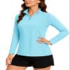 TACVASEN Women's 1/4 Zip Pullover SPF Shirts Long Sleeve Sun Shirt UV Protection Golf Tops Light Blue, XL view 1