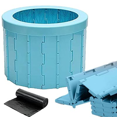 WZFANJIJ Portable Folding Stool Seat Rubbish Bin and Toilet with 12 Waste Bag Lightweight Stainless Steel Frame Plastic Seat for Camping Fishing Hiking Off-Road