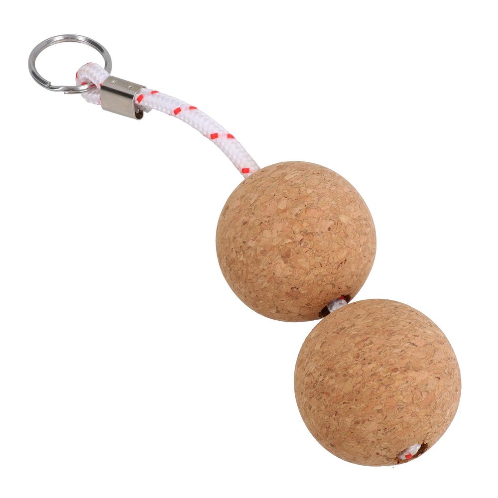 AB Tools 52mm Floating Cork Twin Ball Keyring Key Float Boat Fishing Sailing Buoyant Ring