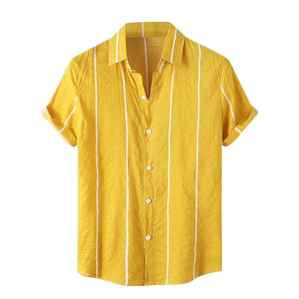 Men's Cotton Linen Shirts Short Sleeve Summer Floral Button Down Hawaiian Shirt Relaxed-Fit Vintage Casual Beach Tops