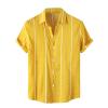 Men's Cotton Linen Shirts Short Sleeve Summer Floral Button Down Hawaiian Shirt Relaxed-Fit Vintage Casual Beach Tops view 1