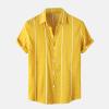 Men's Cotton Linen Shirts Short Sleeve Summer Floral Button Down Hawaiian Shirt Relaxed-Fit Vintage Casual Beach Tops view 2