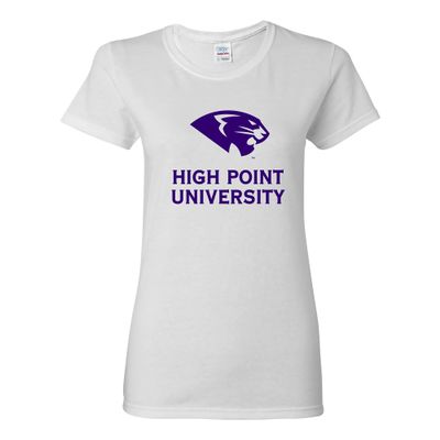 UGP Campus Apparel - LS02 - High Point University Panthers Primary Logo Womens T Shirt - Small - White