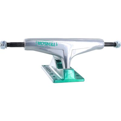 Universo Brands Tensor Aluminum 5.5 Stencil Mirror Raw/Green Fade Skateboard Trucks (Set of 2)