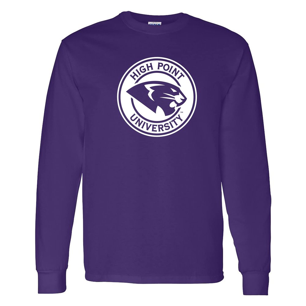 AL03 - High Point University Panthers Arch Logo Long Sleeve T Shirt - Medium - Purple