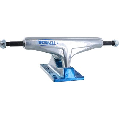 Universo Brands Tensor Aluminum 5.5 Stencil Mirror Raw/Light Blue Fade Skateboard Trucks (Set of 2)