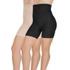 MeMoi 2 Pair High-Waist Shapewear Shorts, Smooth Thigh Shaper Shorts, Comfortable Womens Shapewear - Sizes S-4X, Nude-Black, 1X