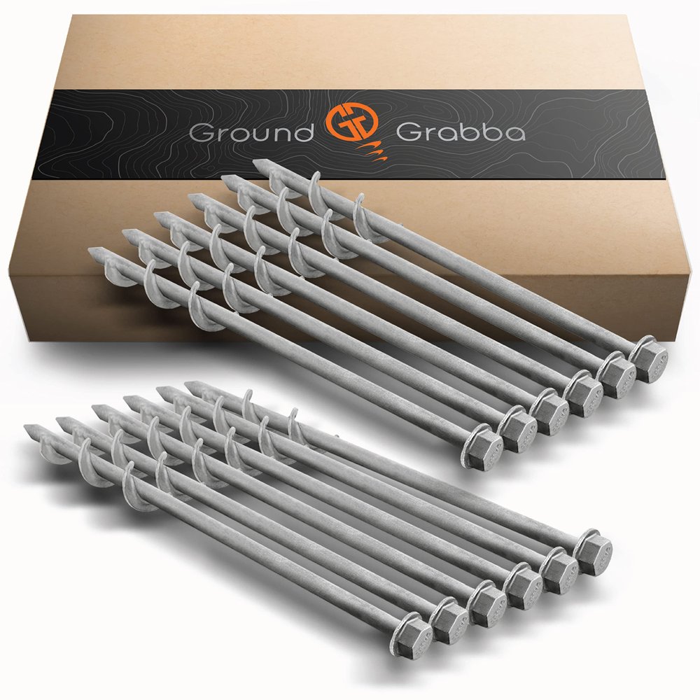 GROUNDGRABBA Screw in Tent Stake for Sand and Loose Ground | Premium Drill Driven Ground Anchor Earth Screws | Sand Screw Anchor | 12x GroundGrabba Pro 1 Stakes
