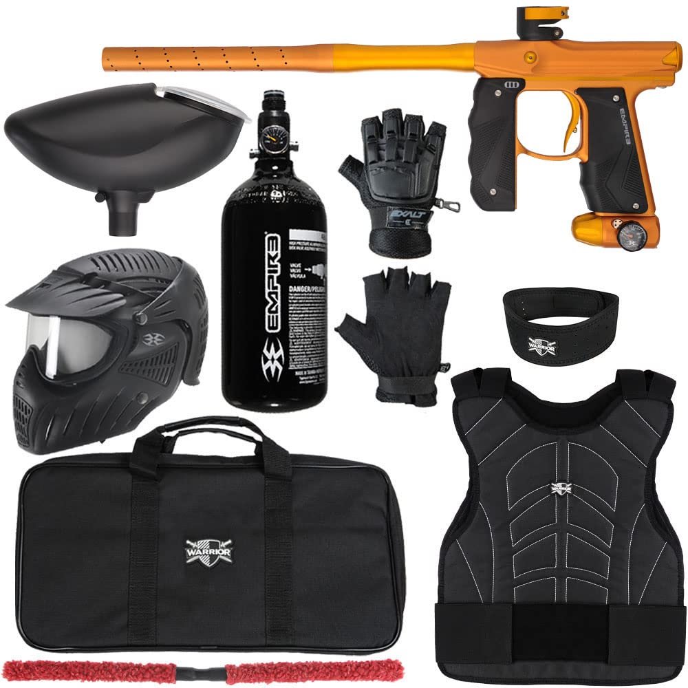 Action Village Empire Mini GS TP Level 2 Protector Paintball Gun Package Kit (Dust Orange/Dust Gold, Glove Size: Large/X-Large)