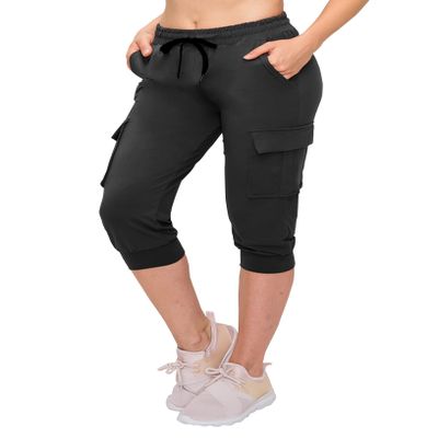 ALWAYS Womens Cargo Capri Jogger Sweatpants with Pockets  Super Soft Stretch Lounge Pants, Casual Joggers for Women, Daily Wear & Travel, Black XS