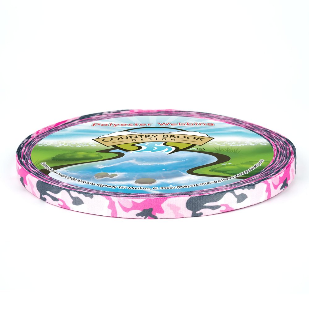 Country Brook Design - Pink and Grey Camo Photo Quality Polyester (1/2 Inch, 50 Yards)