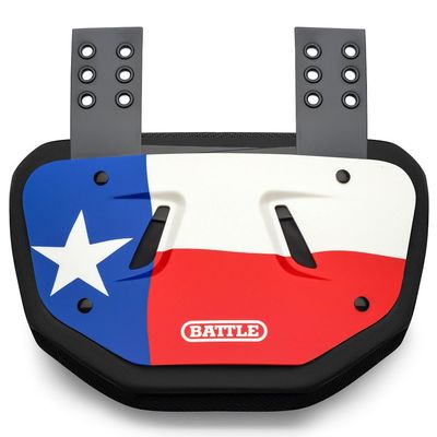 Battle Sports Novelty Football Back Plate  Hard Shell Lower Back Protector with Contoured Foam for High-Impact Protection - Adult, Texas Flag, Red