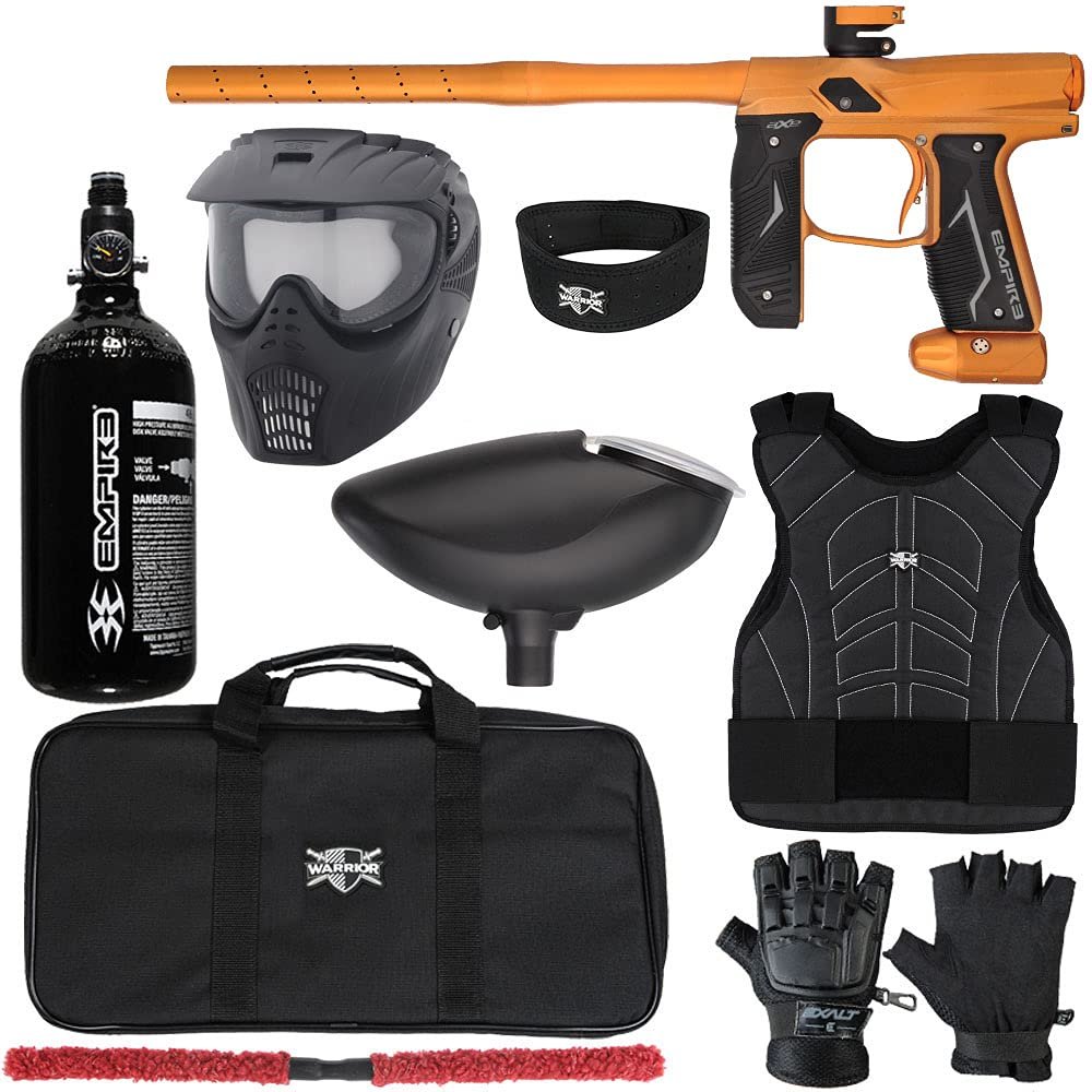 Action Village Empire Axe 2.0 Level 1 Protector Paintball Gun Package Kit (Dust Orange/Dust Orange, Glove Size: Small/Medium)
