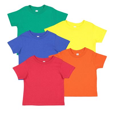 RABBIT SKINS Fine Jersey Toddler T-Shirt Boy & Girl| Kids Tee| Blank Child Tshirt, Assorted Brights, 4