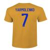 Flaura European Soccer 2020 Ukraine #7 Andriy YARMOLENKO Jersey Style Unisex T-Shirt (Gold, 4X-Large) view 3
