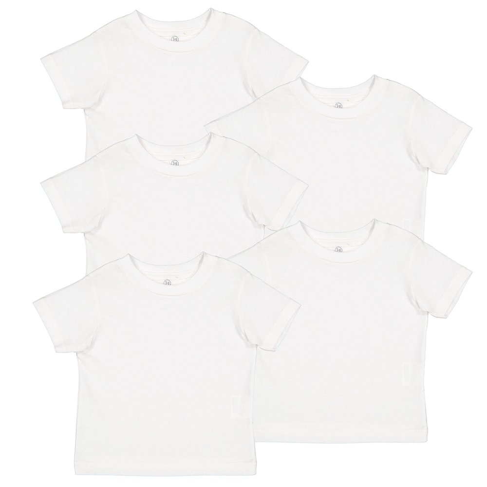 RABBIT SKINS Fine Jersey Toddler T-Shirt Boy & Girl| Kids Tee| Blank Child Tshirt, White, 7