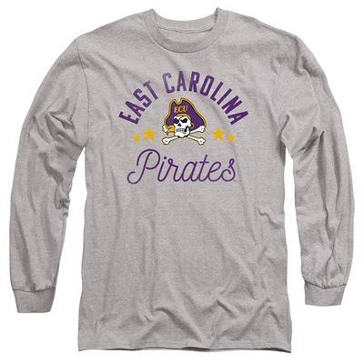 East Carolina University ECU Official Pirates Unisex Adult Long-Sleeve T Shirt,Athletic Heather, X-Large