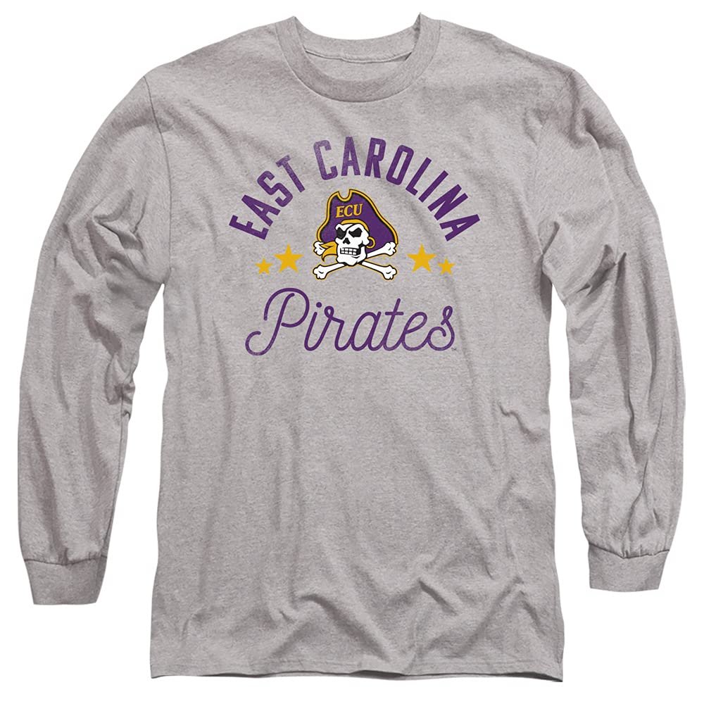 East Carolina University ECU Official Pirates Unisex Adult Long-Sleeve T Shirt,Athletic Heather, X-Large