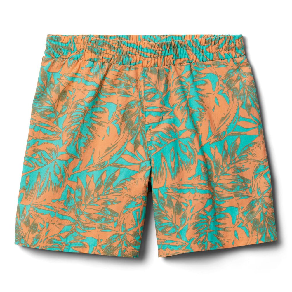 Columbia Boys' Big Super Backcast Short, Electric Turquoise Hawaiian Throwback, Large
